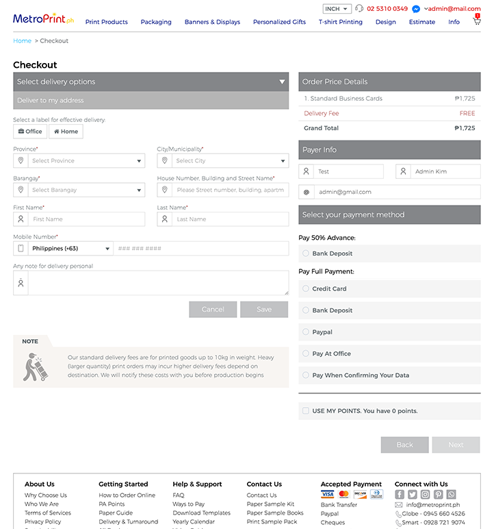 How To Order Online - Select delivery & payment options