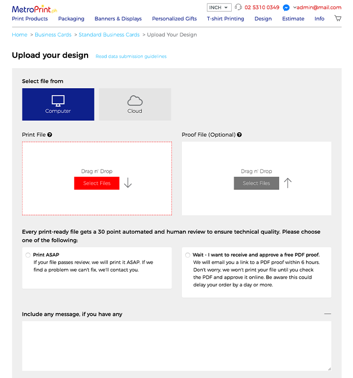 How To Order Online - Upload data from Cloud or PC